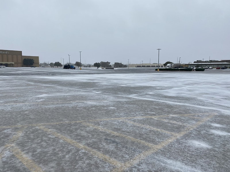 pre-treat school parking lot with salt and deicing treatment
